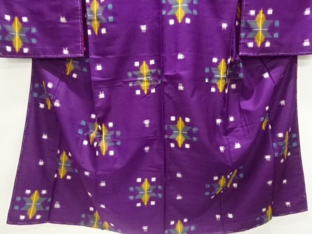  アンティーク　幾何学模様織出し銘仙着物アンサンブル